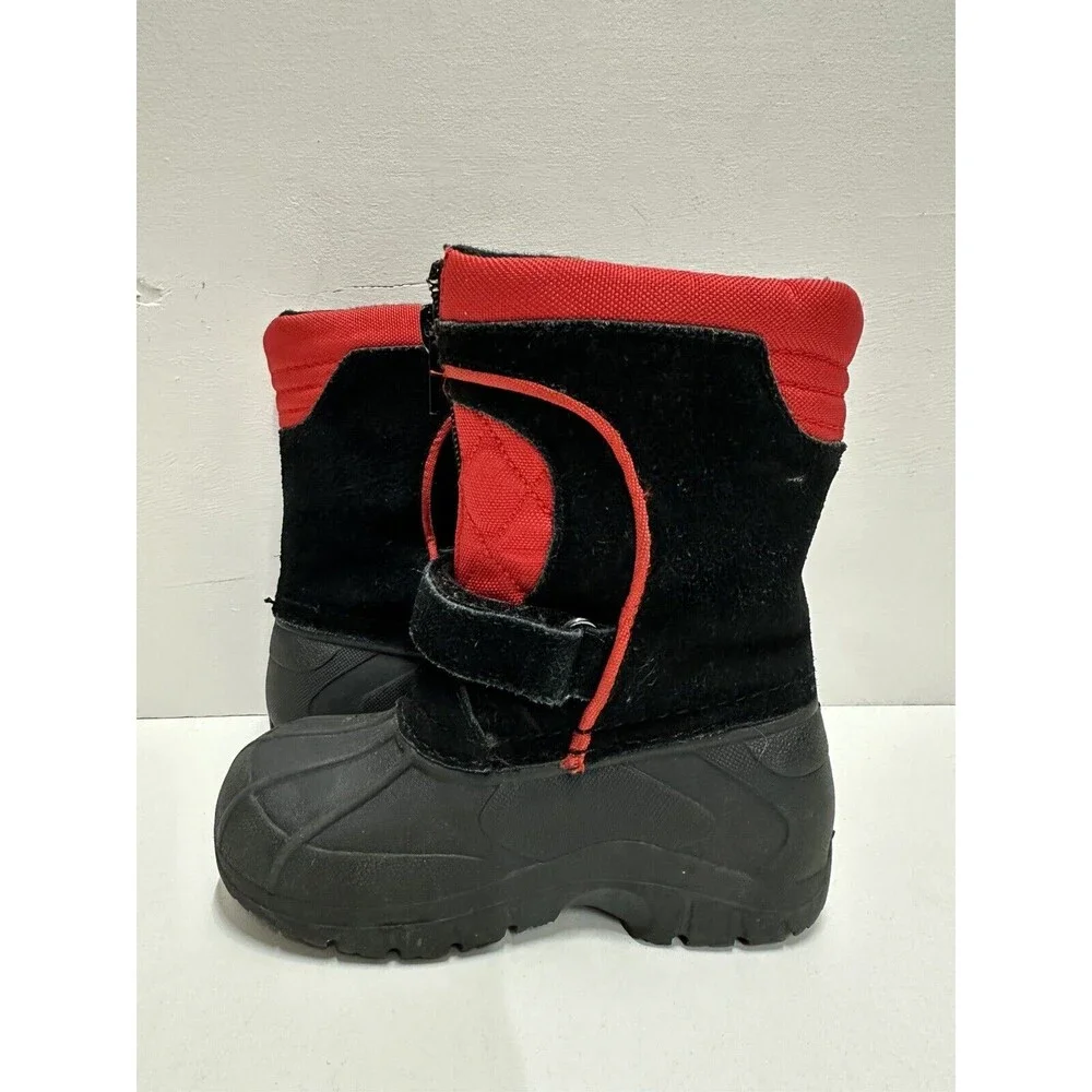 Totes toddler size 6M waterproof insulated black red snow suede & man made boots